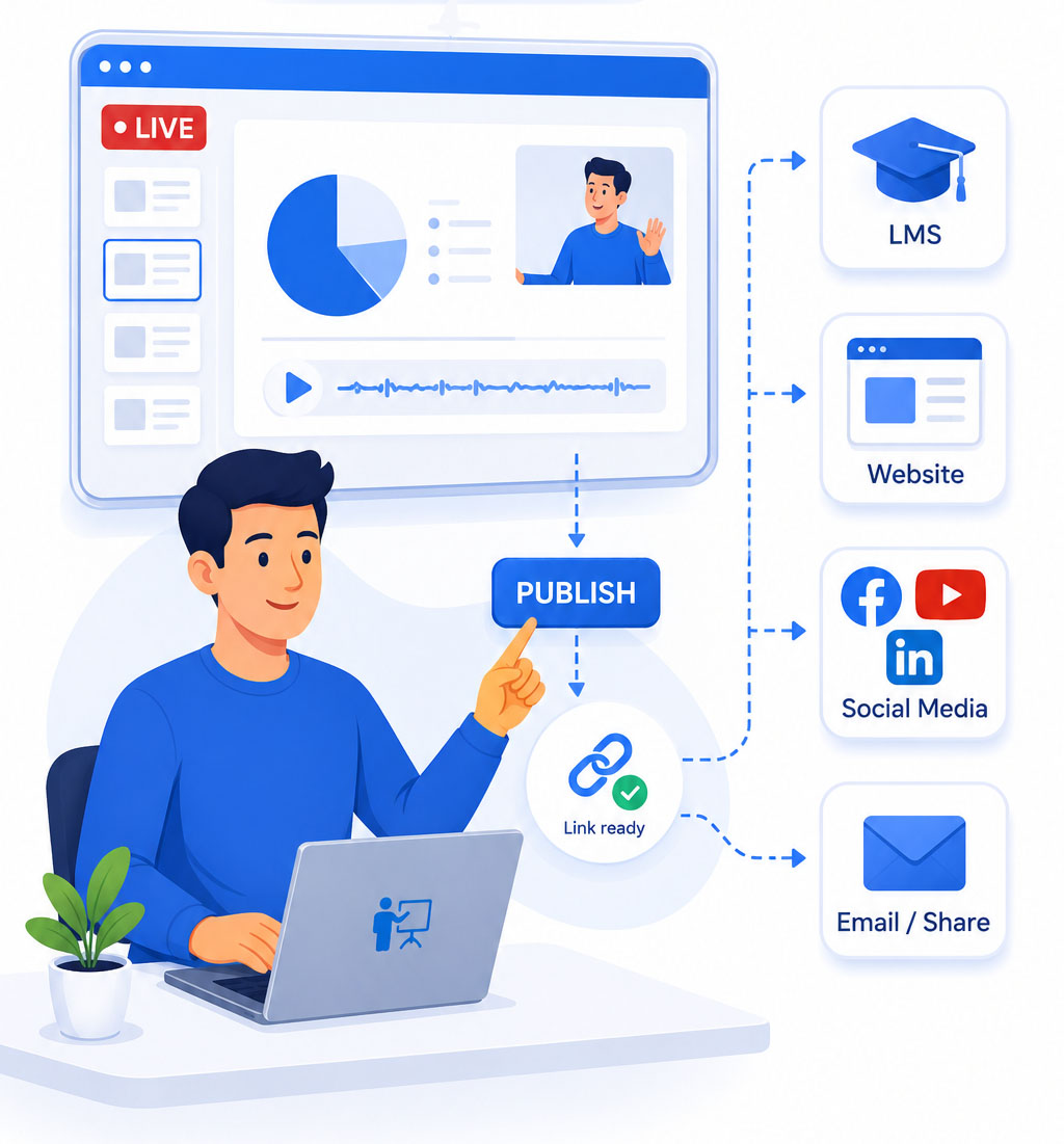 Live stream PowerPoint presentations and share online courses instantly